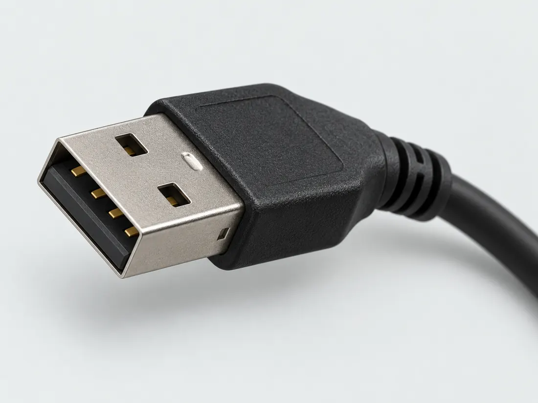 USB Type-A: three-quarter view. Computer-generated illustration, not a photograph.