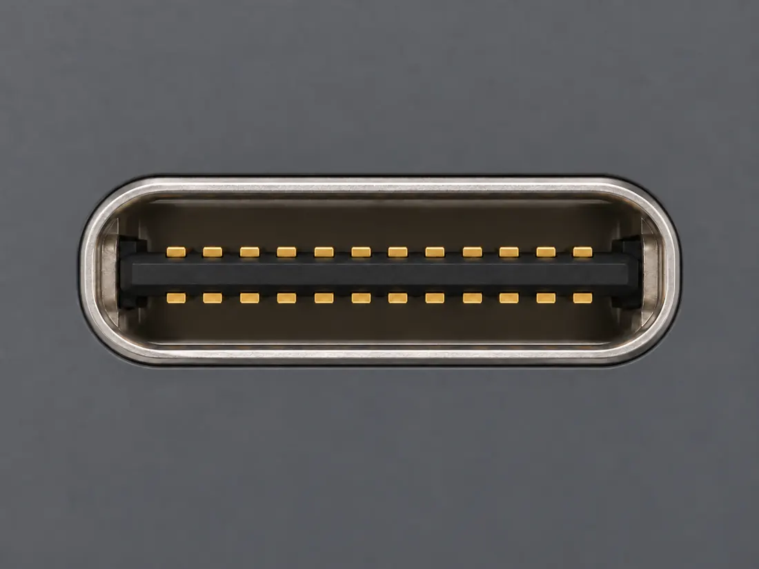 USB Type-C: fitted in place. Computer-generated illustration, not a photograph.