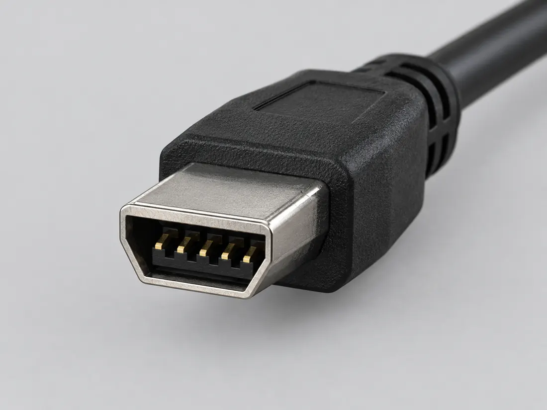 Mini-USB Type-B: three-quarter view. Computer-generated illustration, not a photograph.