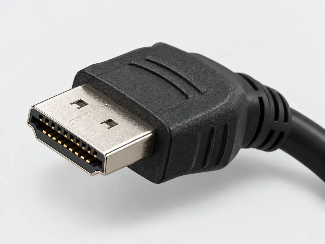 HDMI Type-A: three-quarter view. Computer-generated illustration, not a photograph.
