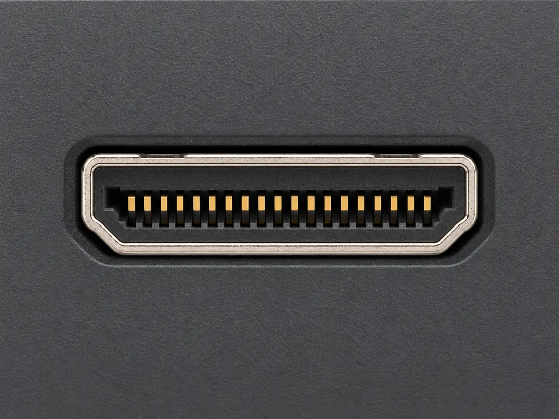 Mini HDMI Type-C: fitted in place. Computer-generated illustration, not a photograph.