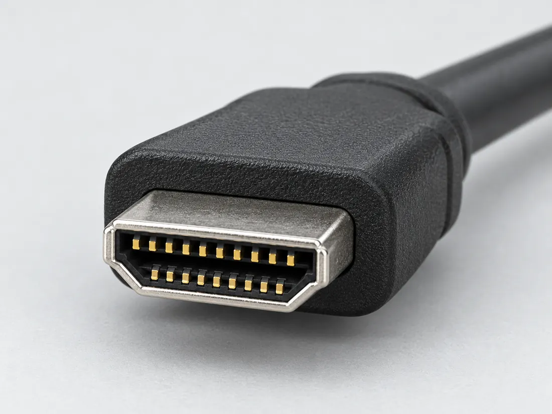Micro HDMI Type-D: three-quarter view. Computer-generated illustration, not a photograph.
