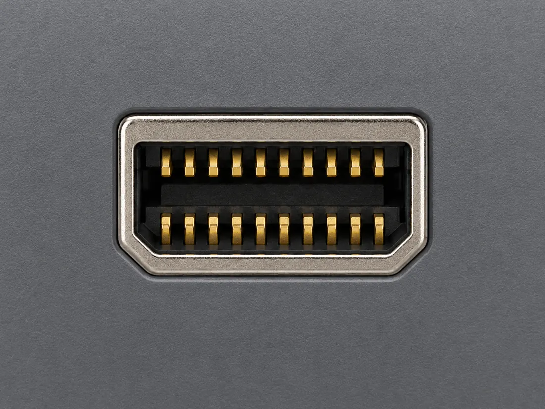 Mini DisplayPort connector: fitted in place. Computer-generated illustration, not a photograph.