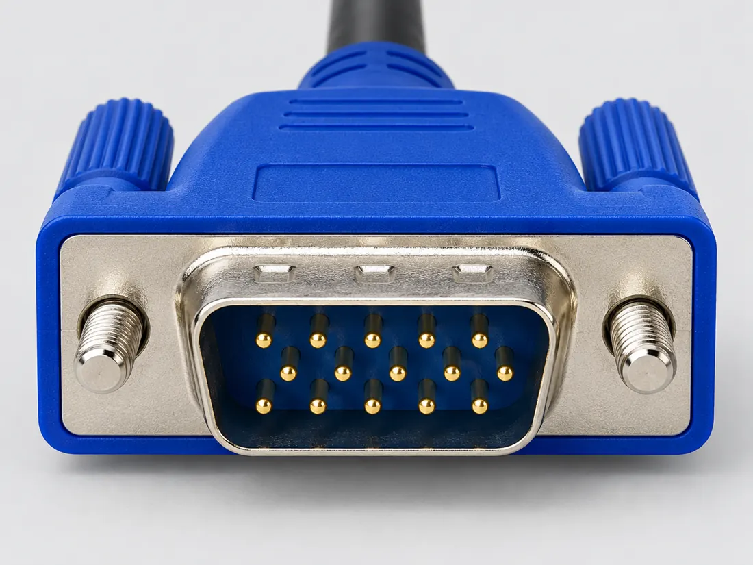 VGA DE-15 connector: mating face. Computer-generated illustration, not a photograph.