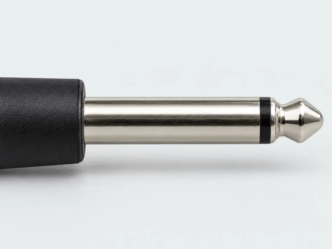 6.35 mm TS connector: mating face. Computer-generated illustration, not a photograph.