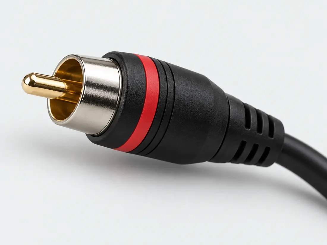 RCA connector: three-quarter view. Computer-generated illustration, not a photograph.