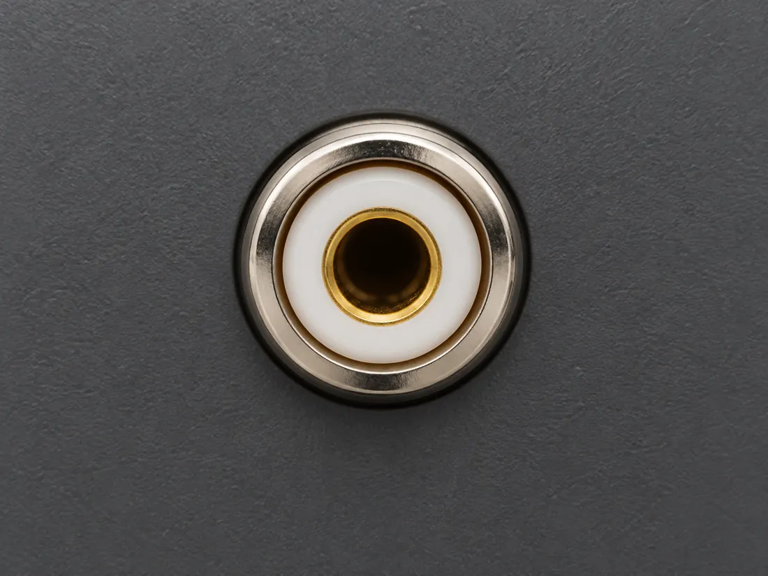 RCA connector: fitted in place. Computer-generated illustration, not a photograph.
