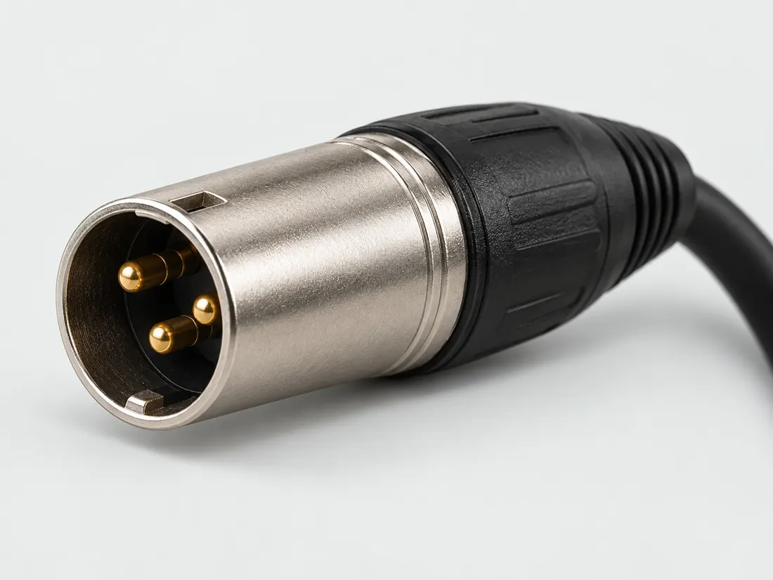 3-pin XLR connector: three-quarter view. Computer-generated illustration, not a photograph.