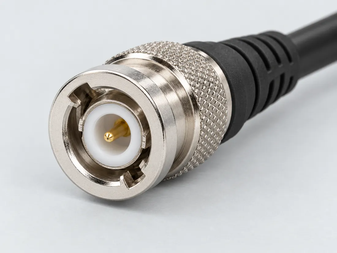 BNC connector: three-quarter view. Computer-generated illustration, not a photograph.