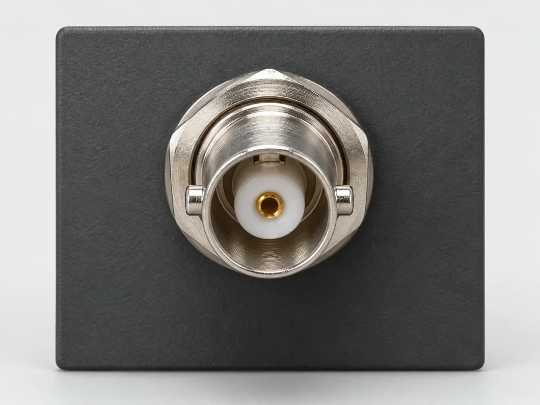 BNC connector: fitted in place. Computer-generated illustration, not a photograph.