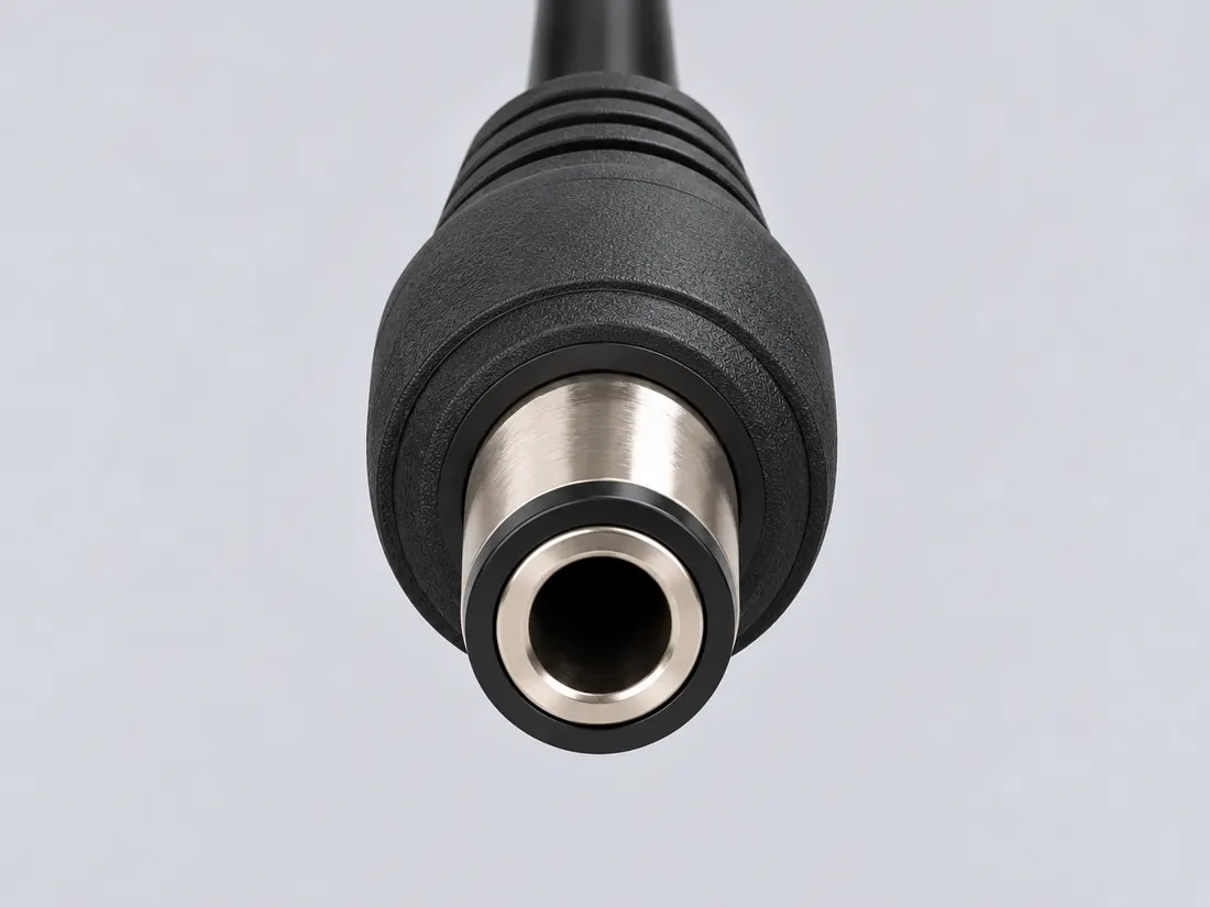5.5 x 2.1 mm barrel connector: identification only: mating face. Computer-generated illustration, not a photograph.