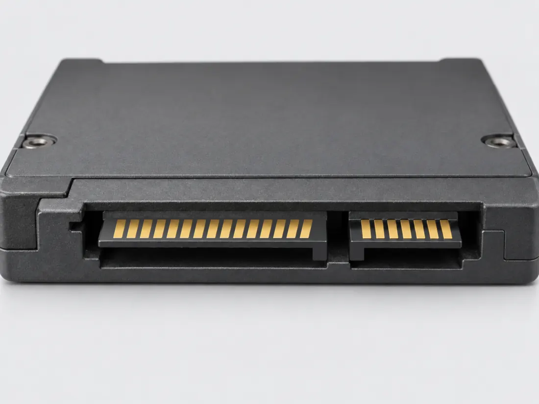 SATA 7-pin data connector: fitted in place. Computer-generated illustration, not a photograph.