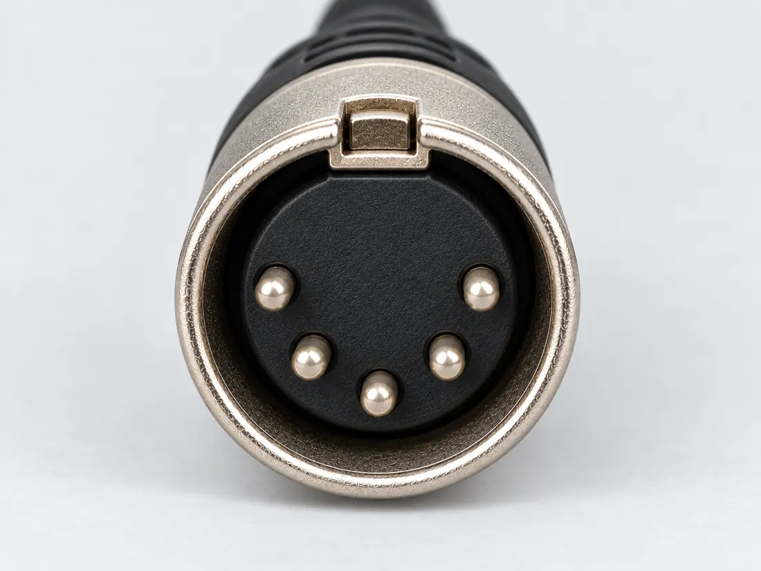 5-pin XLR connector: mating face. Computer-generated illustration, not a photograph.