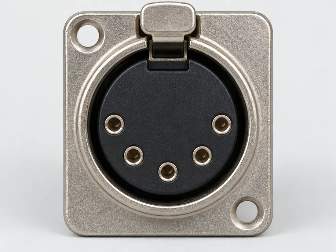 5-pin XLR connector: fitted in place. Computer-generated illustration, not a photograph.