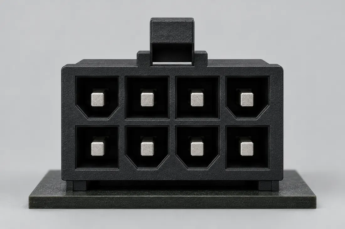 8-pin +12 V CPU power connector (EPS12V form): fitted in place. Computer-generated illustration, not a photograph.
