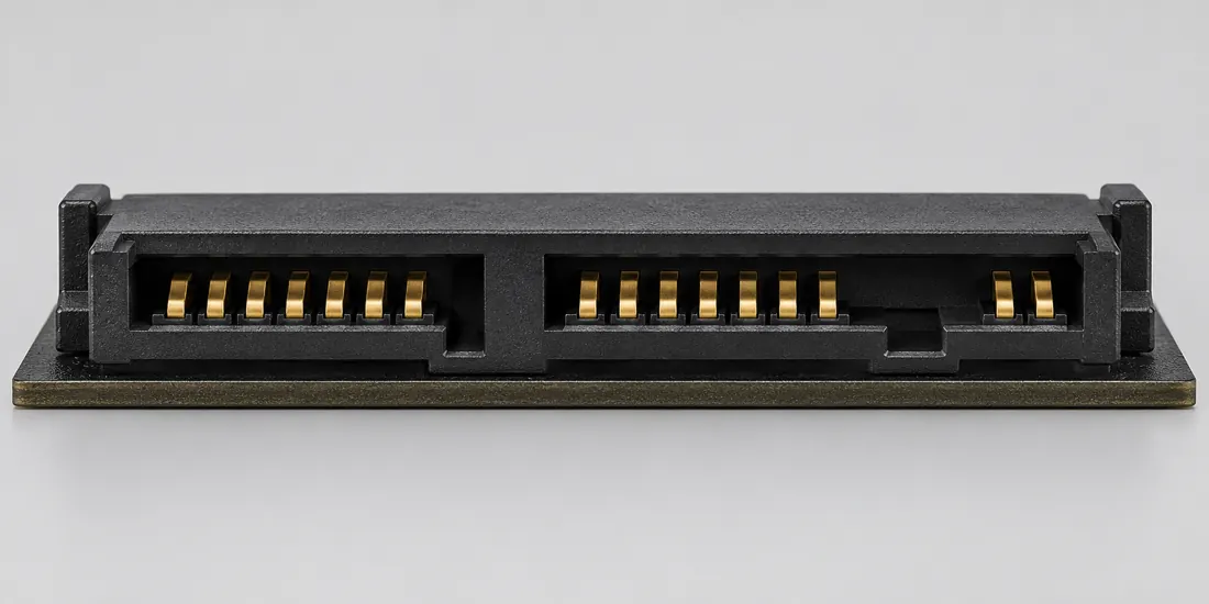 Micro SATA connector: fitted in place. Computer-generated illustration, not a photograph.