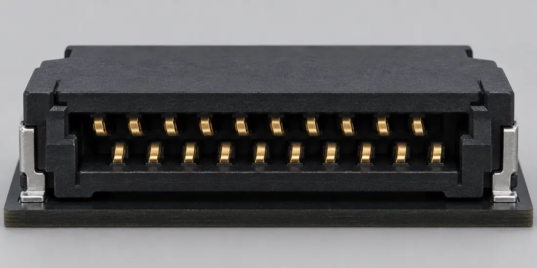 SFP / SFP+ / SFP28 host connector form: mating face. Computer-generated illustration, not a photograph.