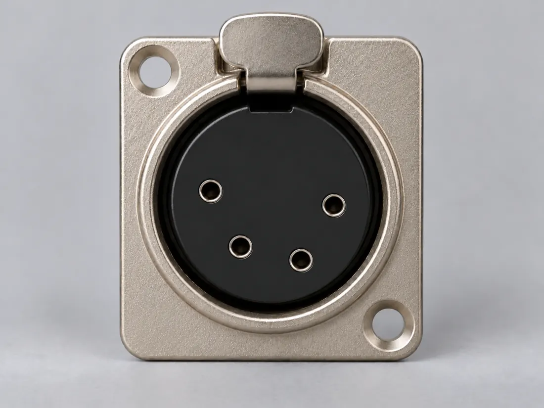 4-pin XLR connector: fitted in place. Computer-generated illustration, not a photograph.