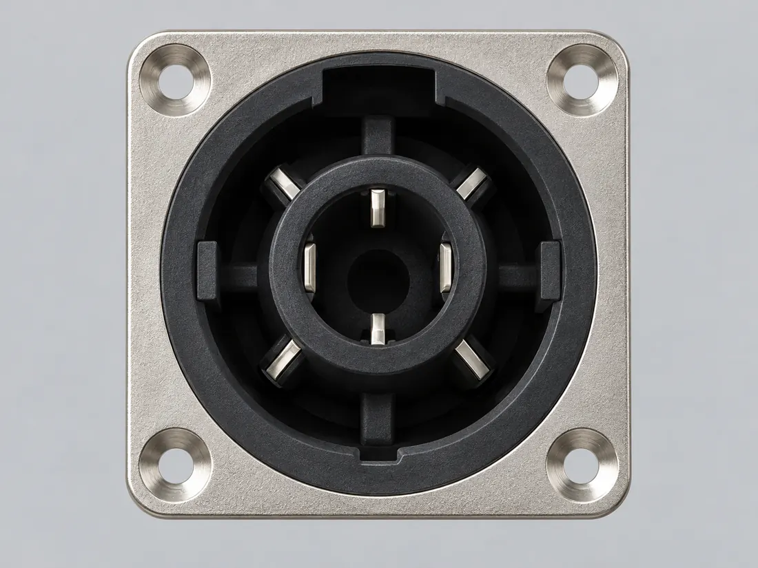 8-pole speakON loudspeaker connector: fitted in place. Computer-generated illustration, not a photograph.