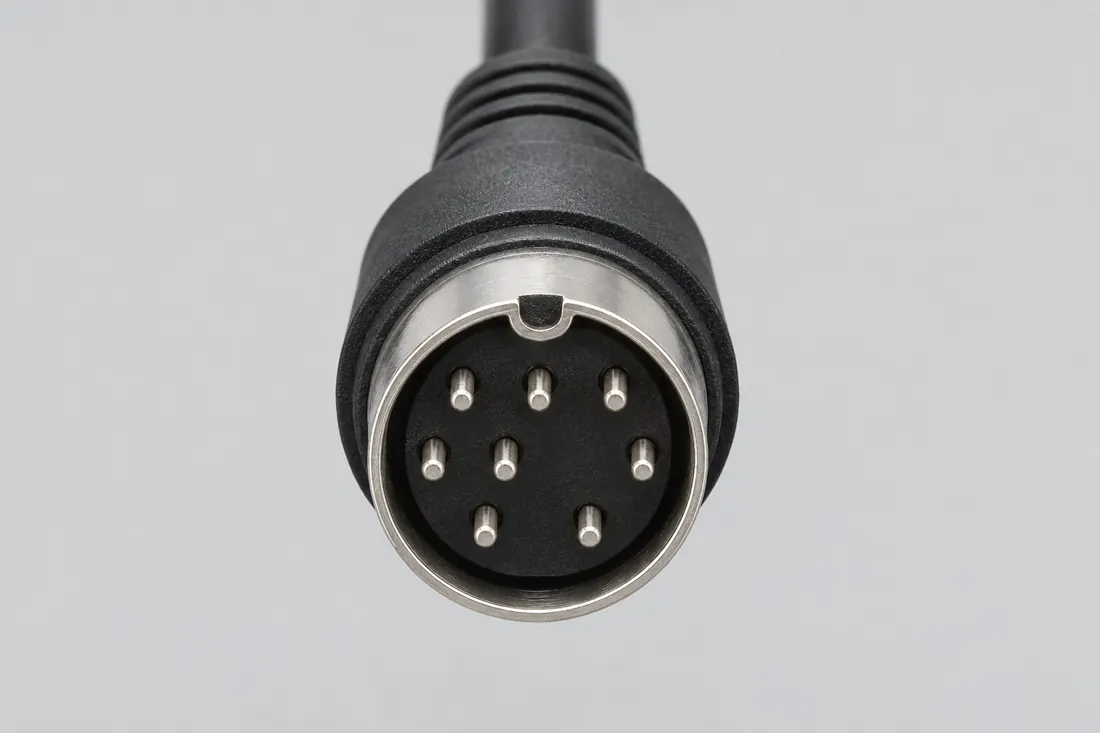 8-pin Mini-DIN connector: mating face. Computer-generated illustration, not a photograph.
