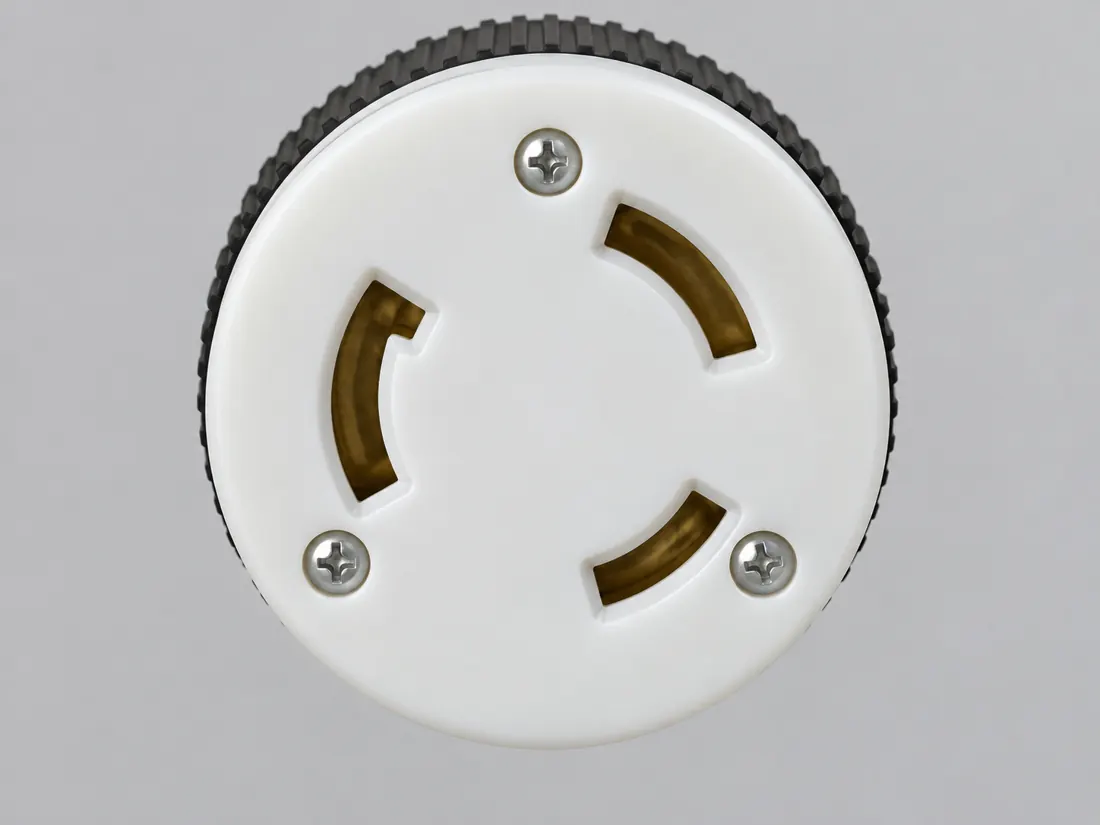 NEMA L6-20R locking receptacle: mating face. Computer-generated illustration, not a photograph.