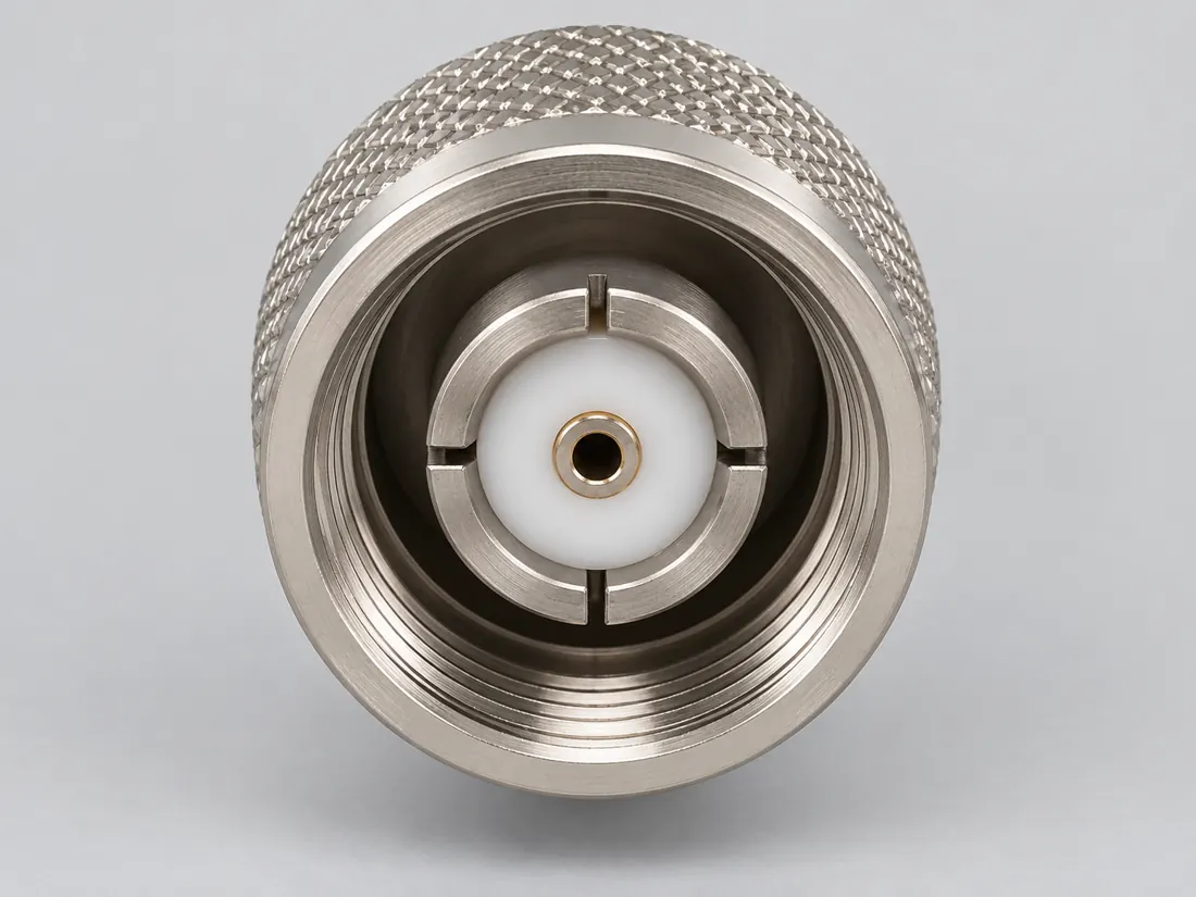 RP-N-Type coaxial connector: mating face. Computer-generated illustration, not a photograph.