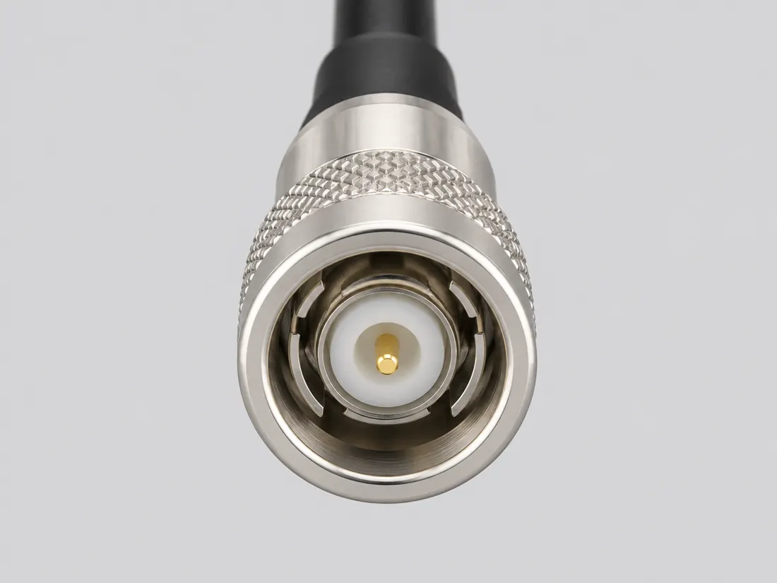 DIN 1.0/2.3 coaxial connector: mating face. Computer-generated illustration, not a photograph.