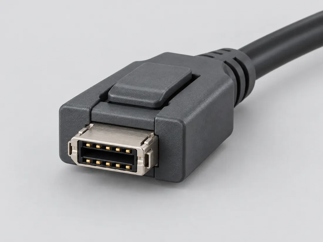 ix Industrial connector: three-quarter view. Computer-generated illustration, not a photograph.