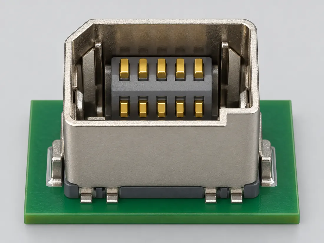 ix Industrial connector: fitted in place. Computer-generated illustration, not a photograph.
