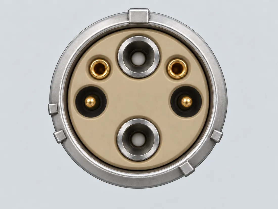 LEMO 3K.93C SMPTE 304M HDTV camera connector: mating face. Computer-generated illustration, not a photograph.