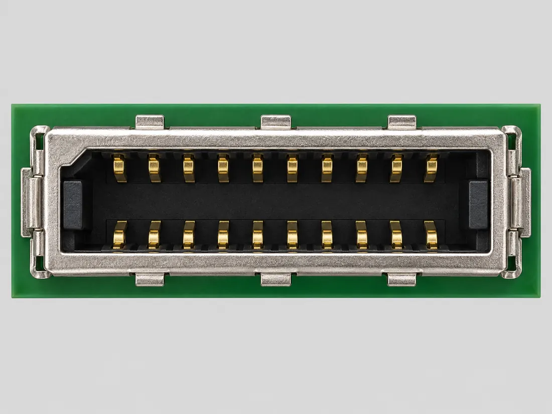 USB 3.1 front-panel Key-A 20-pin header: fitted in place. Computer-generated illustration, not a photograph.