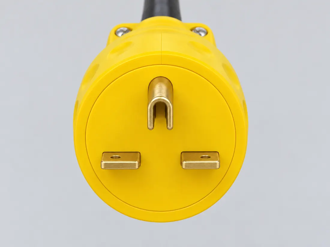 NEMA 6-15P plug: mating face. Computer-generated illustration, not a photograph.