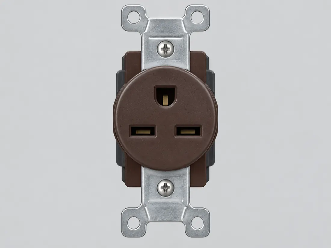 NEMA 6-15R receptacle: mating face. Computer-generated illustration, not a photograph.