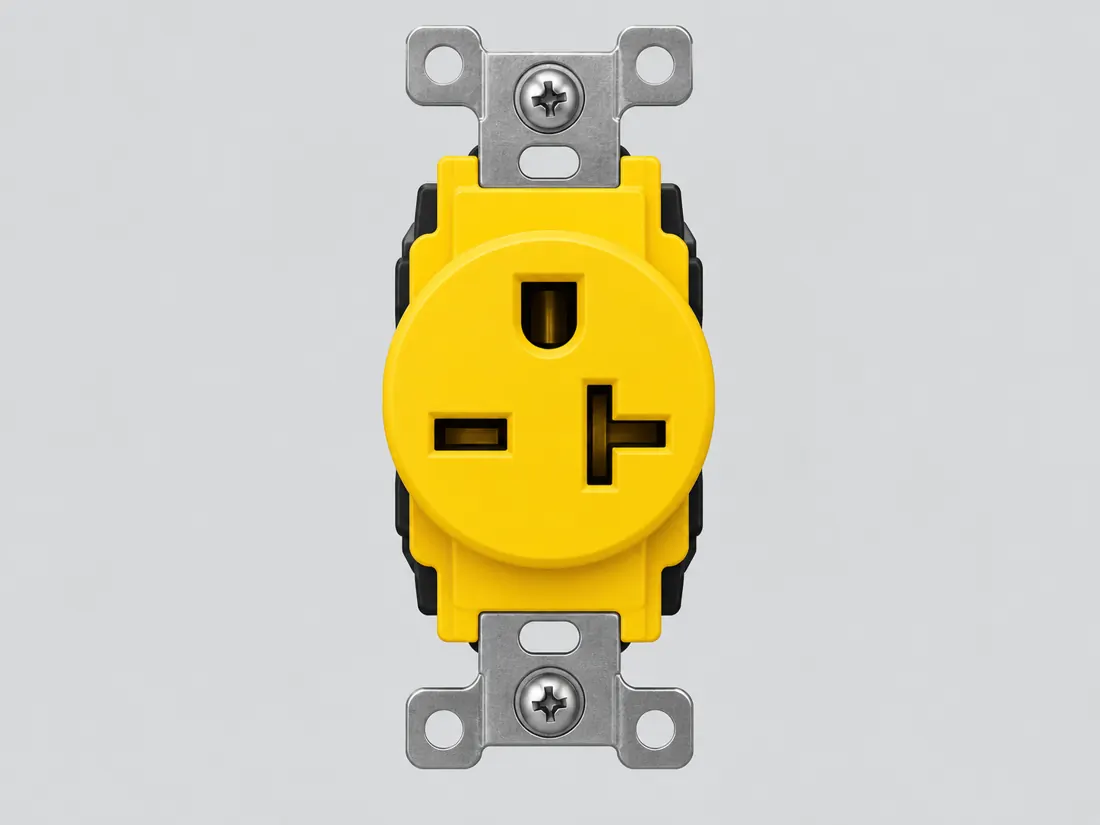 NEMA 6-20R receptacle: mating face. Computer-generated illustration, not a photograph.