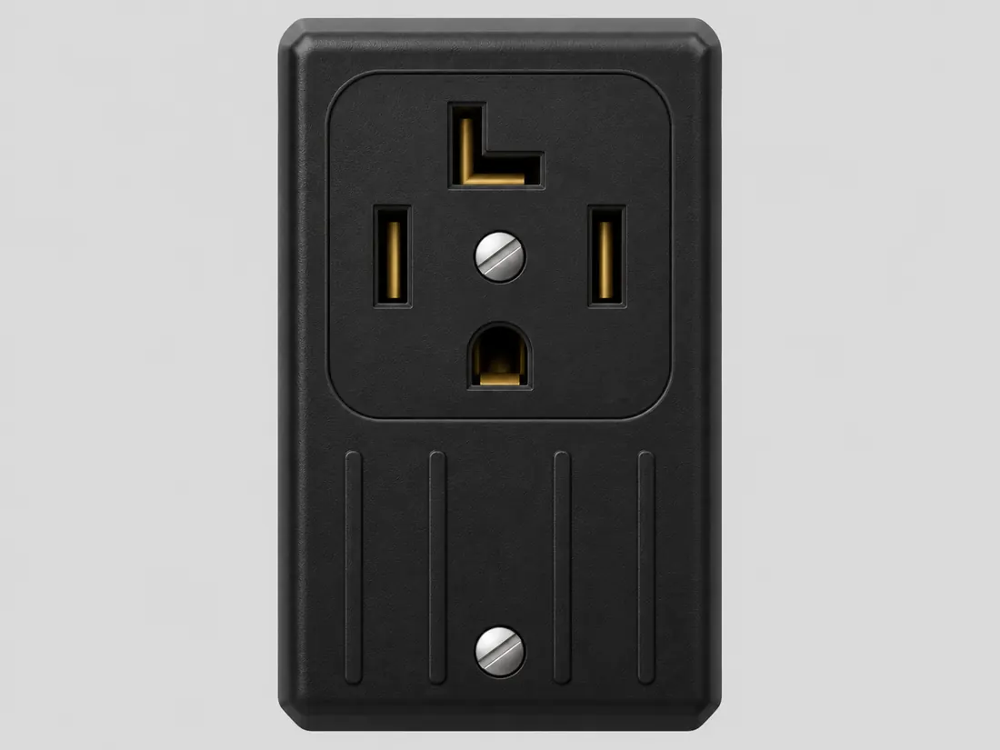 NEMA 14-30R receptacle: mating face. Computer-generated illustration, not a photograph.