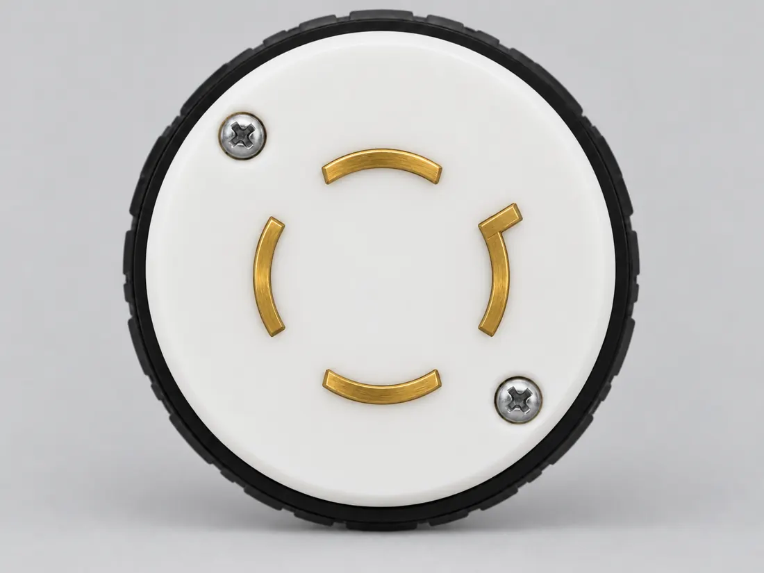 NEMA L14-20P locking plug: mating face. Computer-generated illustration, not a photograph.