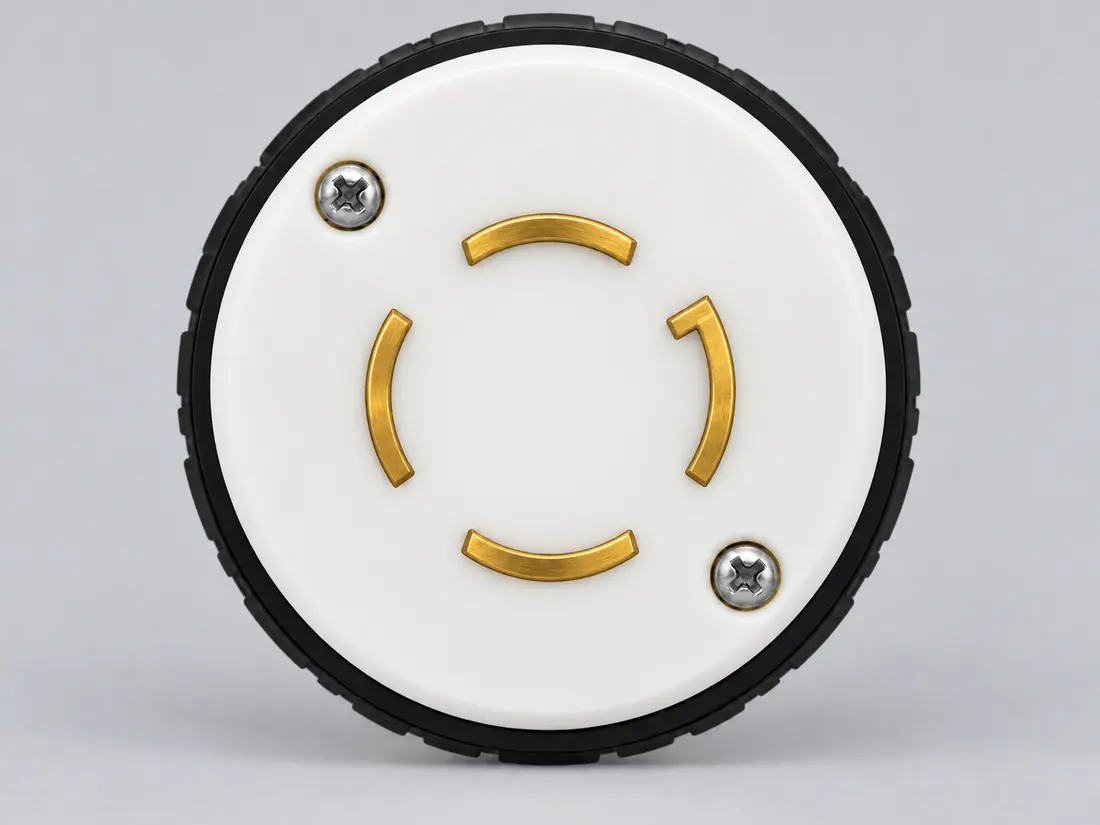 NEMA L14-30P locking plug: mating face. Computer-generated illustration, not a photograph.