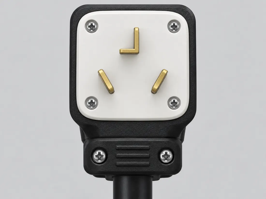 NEMA 10-30P plug: mating face. Computer-generated illustration, not a photograph.