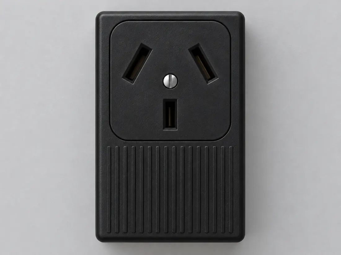 NEMA 10-50R receptacle: fitted in place. Computer-generated illustration, not a photograph.