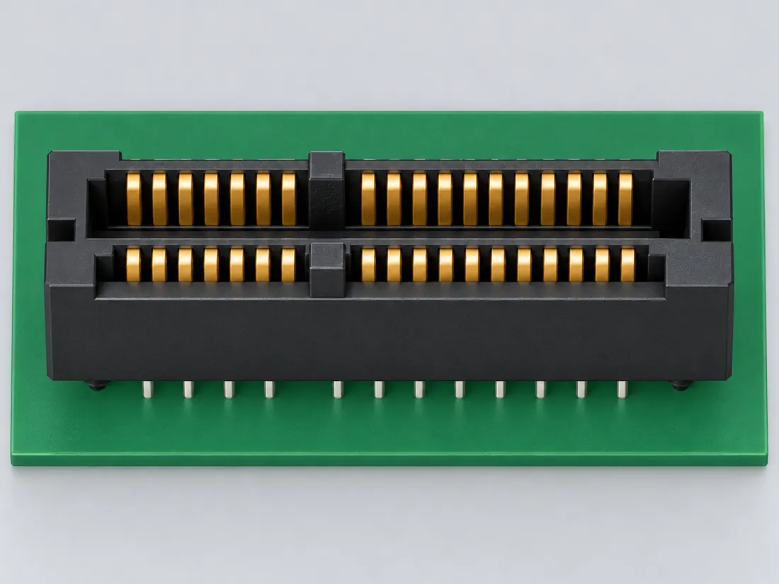 PCI Express x1 36-position card-edge connector: fitted in place. Computer-generated illustration, not a photograph.