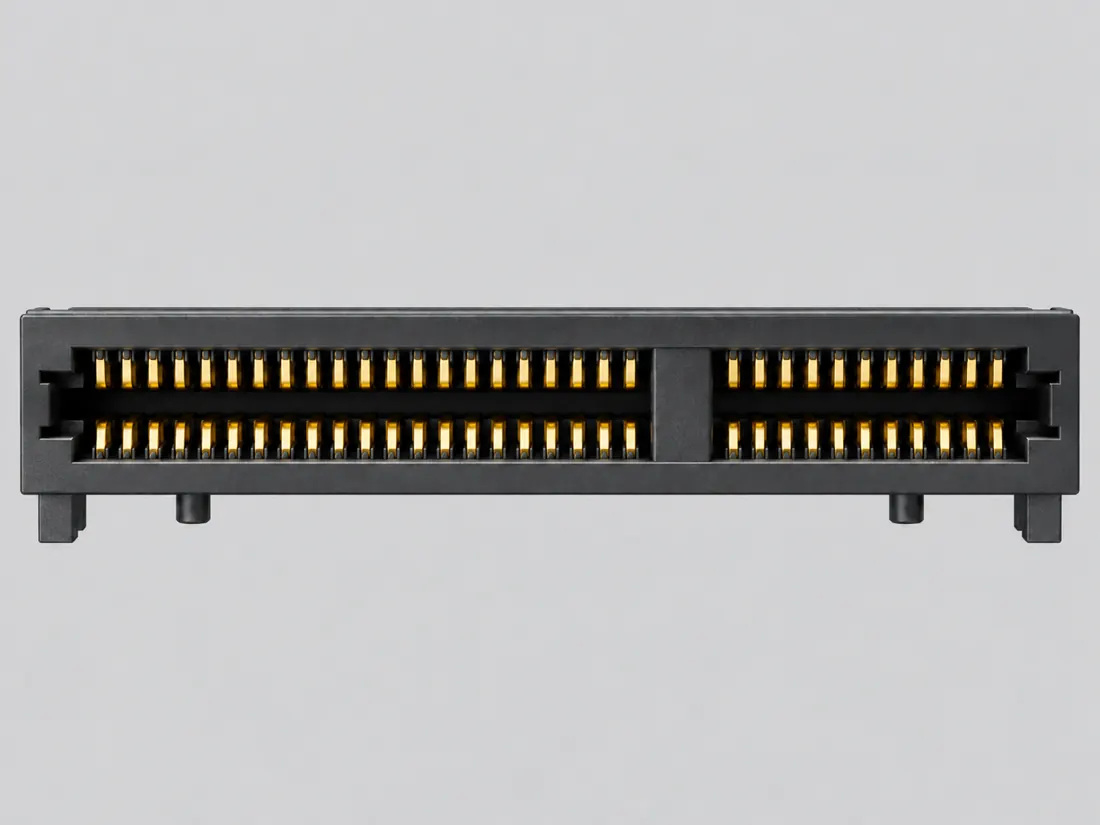 PCI Express x4 64-position card-edge connector: mating face. Computer-generated illustration, not a photograph.