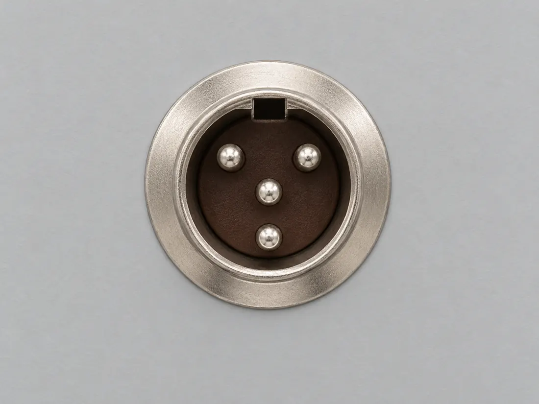 4-pin Mini-XLR (Switchcraft Tini-QG) connector: fitted in place. Computer-generated illustration, not a photograph.