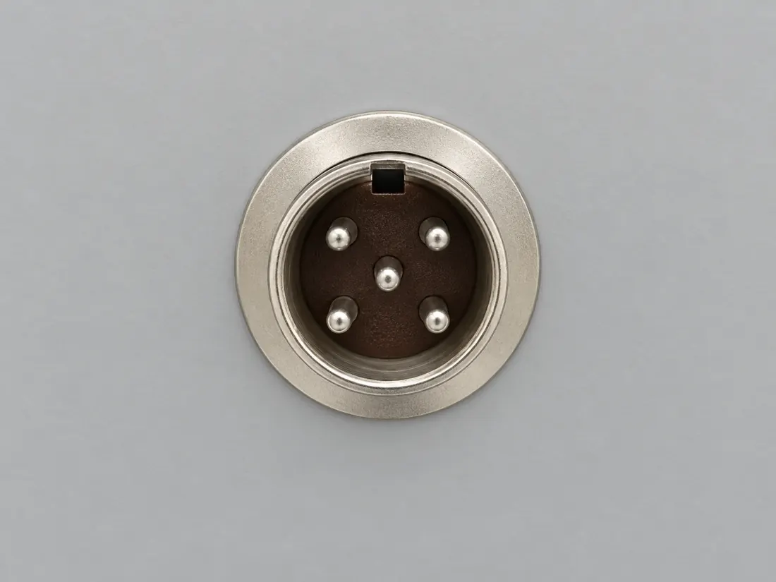 5-pin Mini-XLR (Switchcraft Tini-QG) connector: fitted in place. Computer-generated illustration, not a photograph.