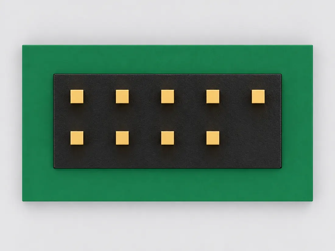 Internal USB 2.0 dual-port header — keyed 2×5, pin 9: mating face. Computer-generated illustration, not a photograph.