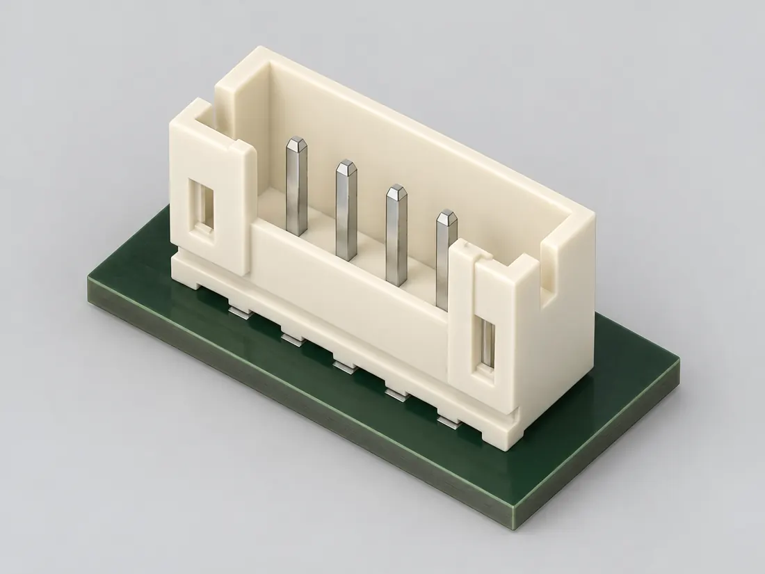 JST PH wire-to-board connector family: three-quarter view. Computer-generated illustration, not a photograph.