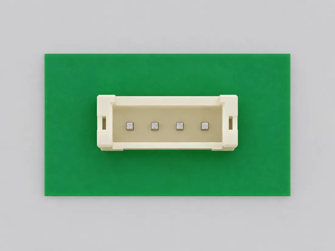JST PH wire-to-board connector family: mating face. Computer-generated illustration, not a photograph.