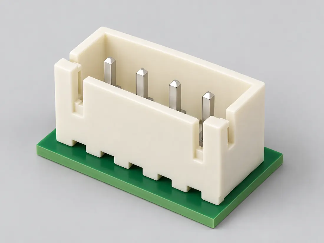 JST XH wire-to-board connector family: three-quarter view. Computer-generated illustration, not a photograph.
