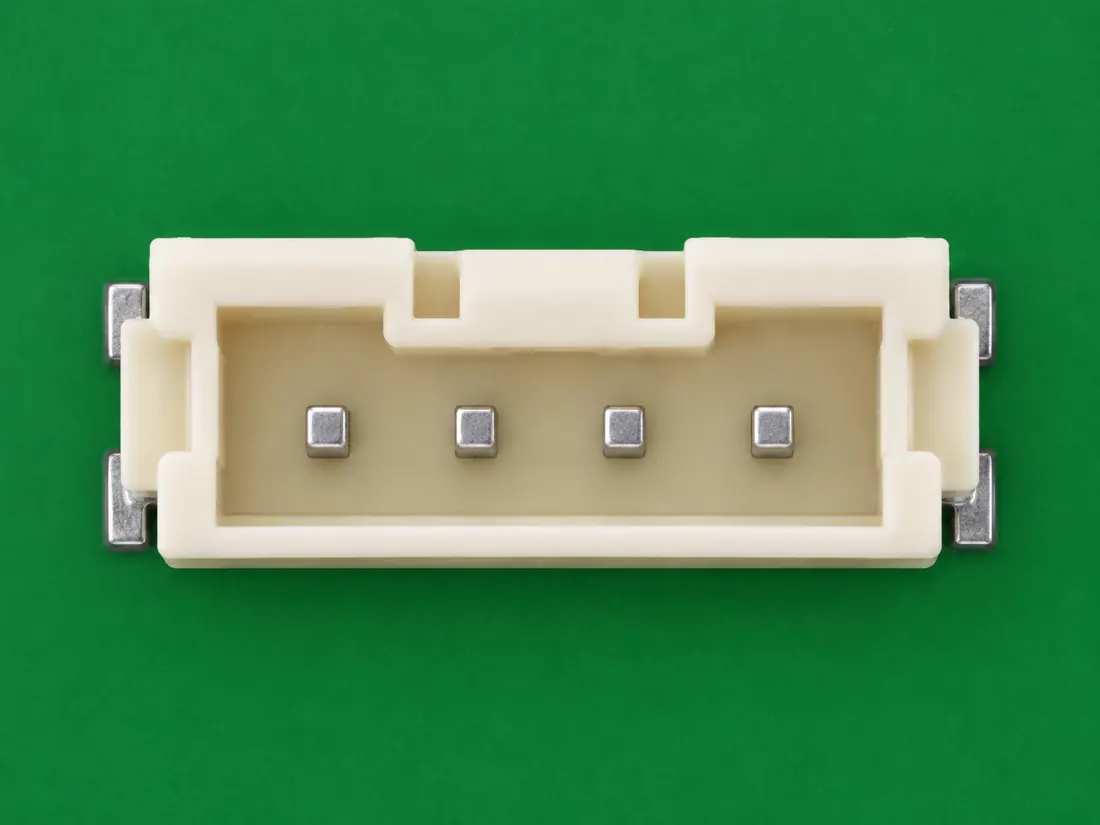 JST GH secure-lock wire-to-board connector family: fitted in place. Computer-generated illustration, not a photograph.
