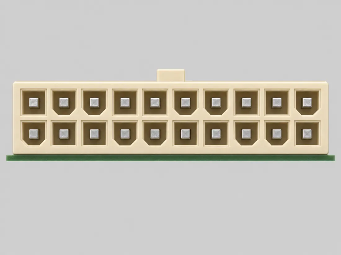 Molex Mini-Fit Jr. connector family: mating face. Computer-generated illustration, not a photograph.