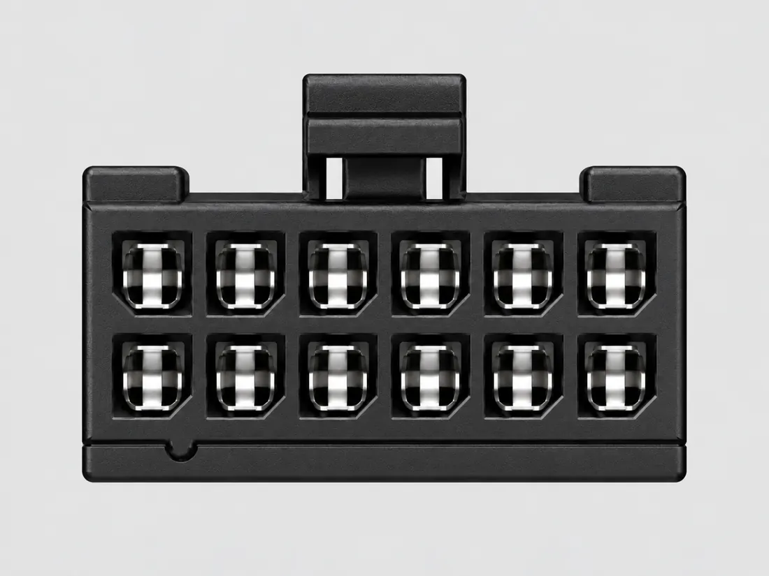 Molex Micro-Fit 3.0 connector family: fitted in place. Computer-generated illustration, not a photograph.